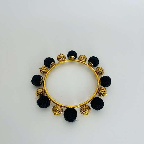 Dolce Gabbana Authentic Black Gold Bangle bracelet pom pom - Picture 2 of 10